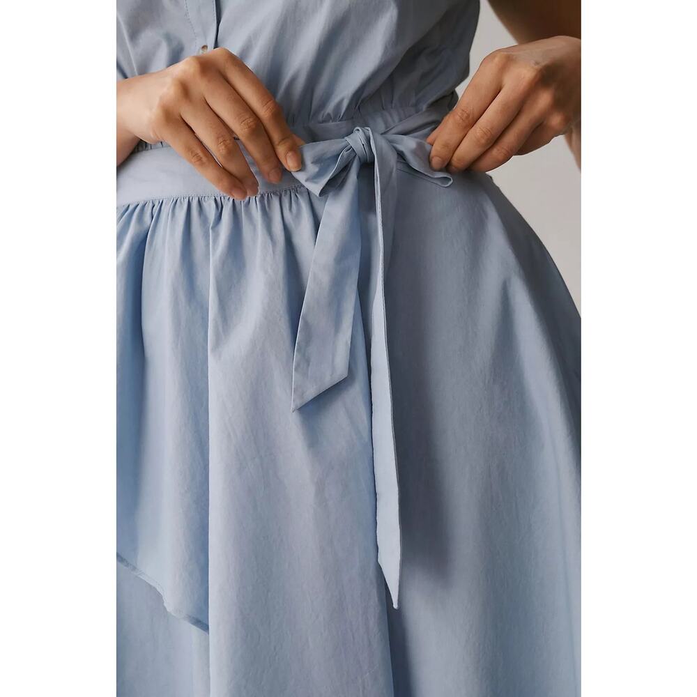 New Anthropologie Maeve Asymmetrical Sleeveless Shirt Dress $160 22W Sky - Blue - Picture 2 of 5